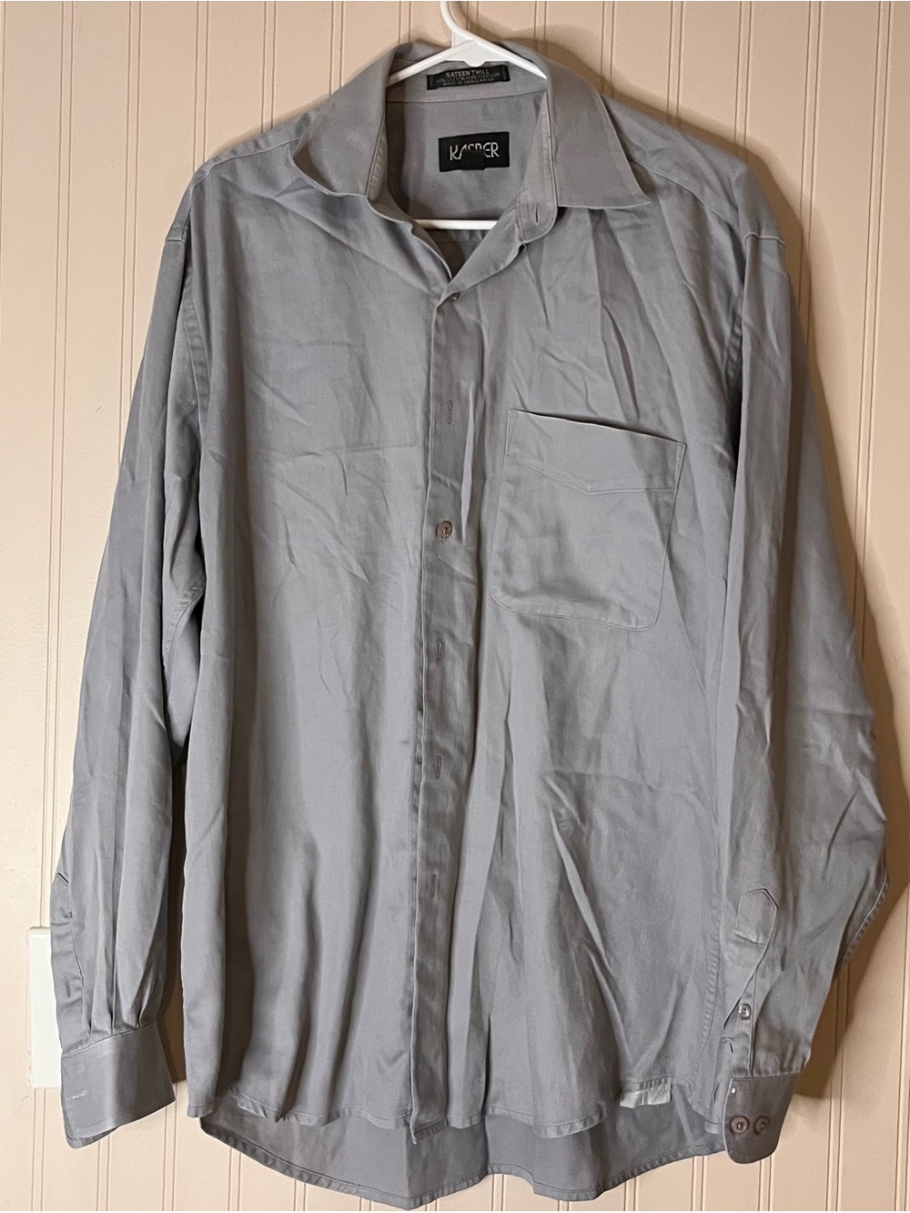 Kasper Long Sleeve Button Up Men’s Gray Shirt 16 34/35